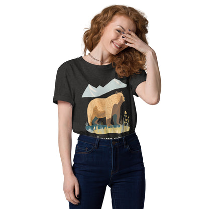 Adult Unisex Organic Cotton T-Shirt - Grizzly Bear