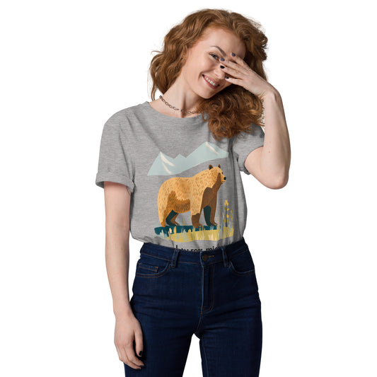 Adult Unisex Organic Cotton T-Shirt - Grizzly Bear